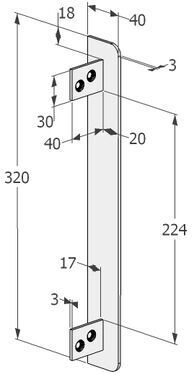 ЗАЩИТНАЯ ПЛАСТИНА 320x40мм СТАЛЬ ХРОМИРОВАННАЯ