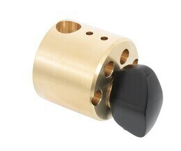ASSA round cylinder with turn knob, black.