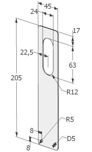 KÜLJEKATTEPLAAT ABLOY LC 302 RT ROOSTEVABA TERAS SÜDAMIKUAVAGA, 45x205  
