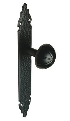 DOOR KNOB+PLATE AMIG 19 MATT BLACK EPOXY (plate 280x45mm, knob Ø 55mm)  