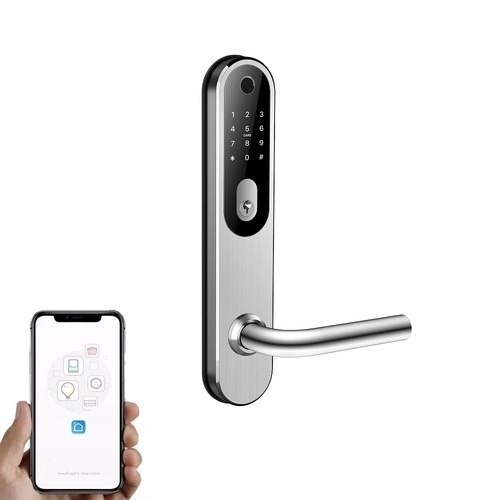 LINGIKOMPLEKT HS65B HÕBE, IP65 - (scan)-(kaart, sõrm, kood, TTLock äpp, võti, töötab 6VDC 4xAAA patarei)  