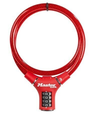 RATTALUKK MASTER LOCK KOODIGA (terastrossi pikkus 900mm, Ø 12mm) ERINEVAD VÄRVID  