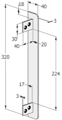 ЗАЩИТНАЯ ПЛАСТИНА 320x40мм СТАЛЬ ХРОМИРОВАННАЯ  